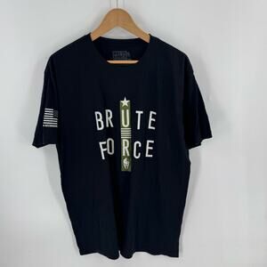 Brute Force Black Graphic T-Shirt Men’s XL Military Style Spartan Logo